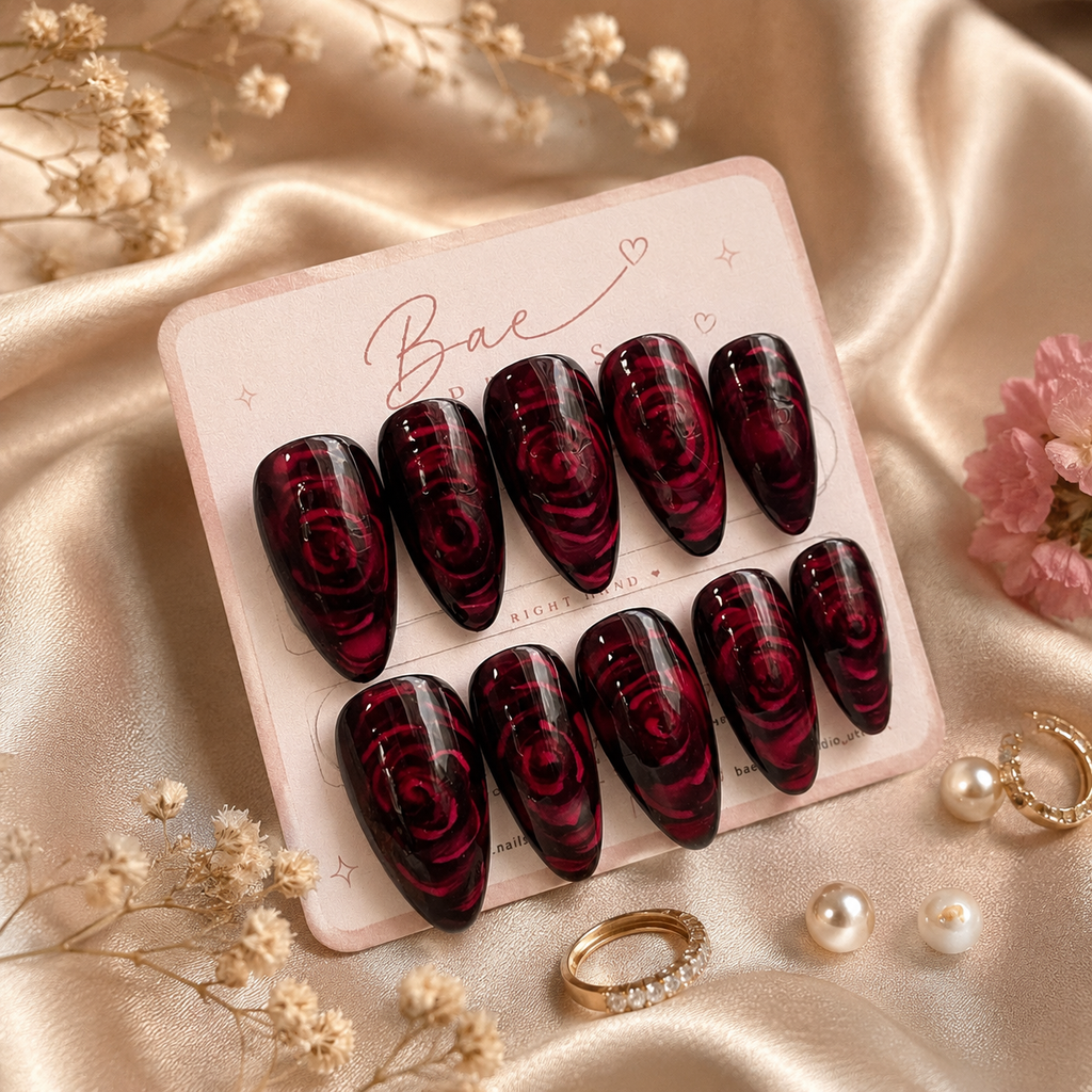 Crimson Eclipse | Luxury Handmade Gel Press-On Nails