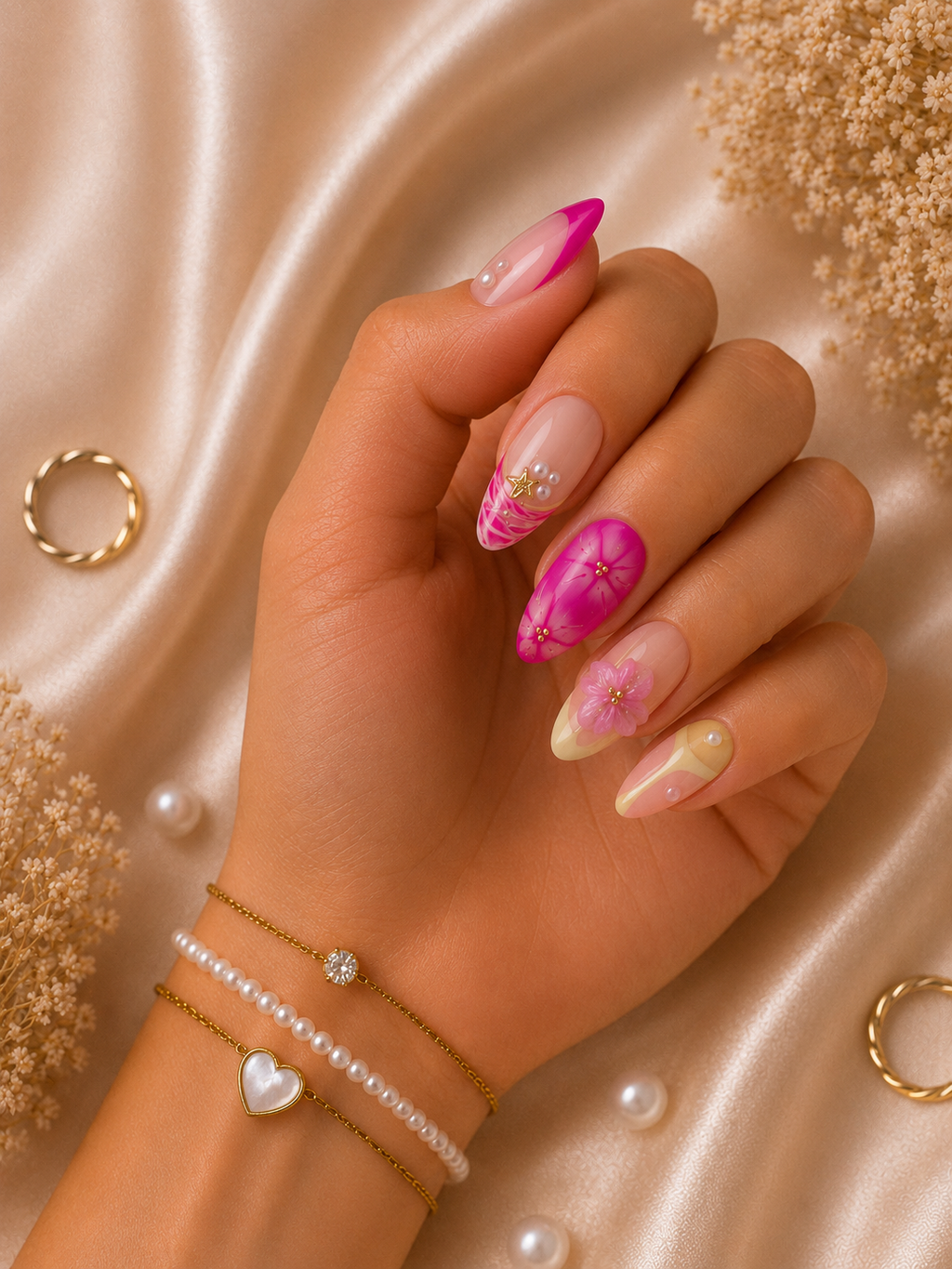 Pink Blossom press-on nails - additional product photo