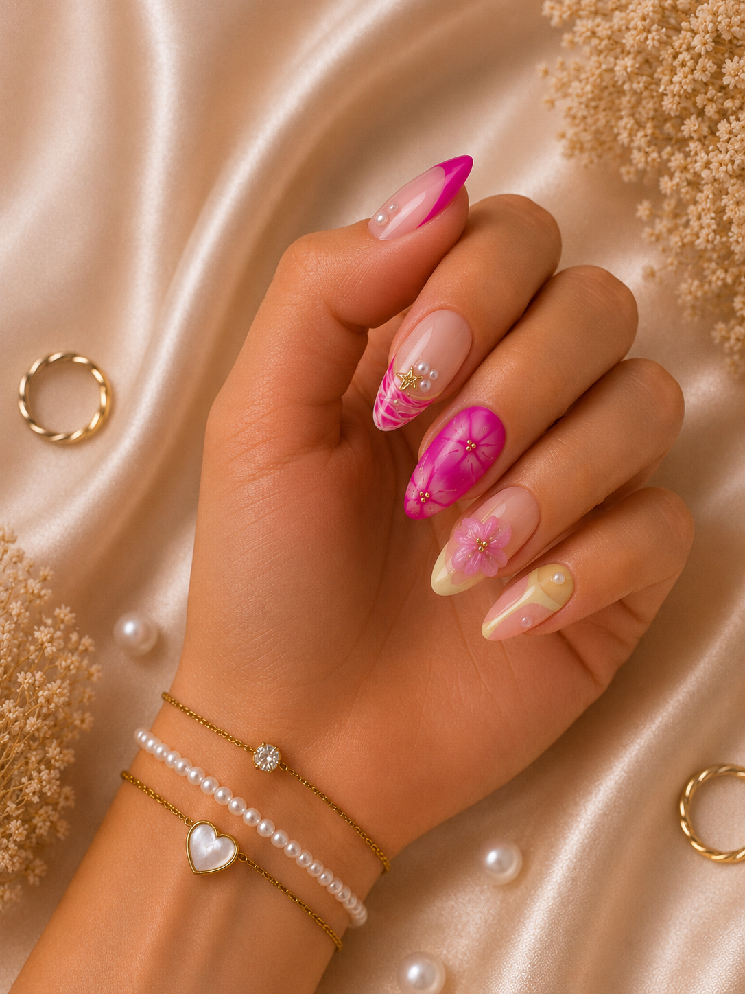 Pink Blossom press-on nails - additional product photo