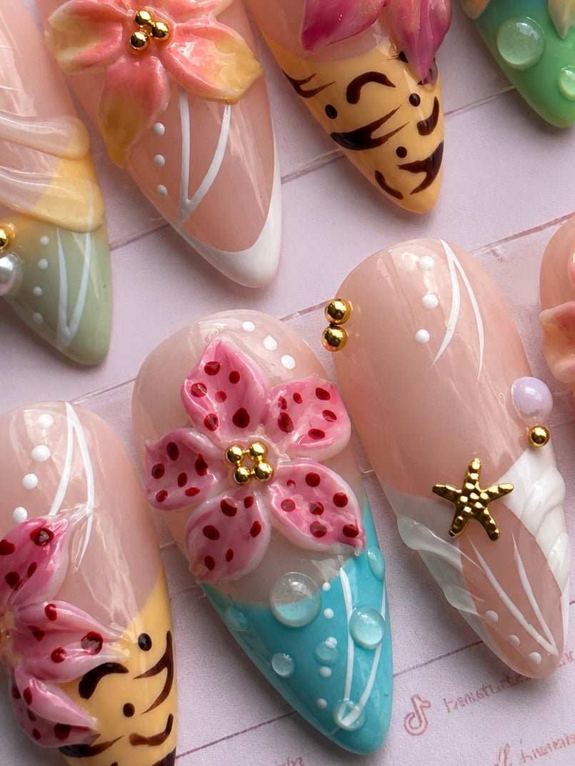 Coral Paradise | Luxury Handmade Gel Press-On Nails