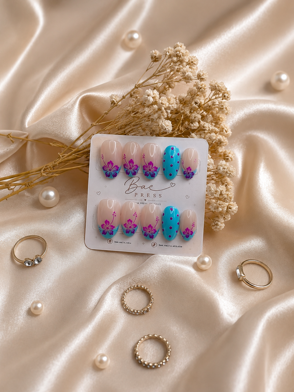 Mint Sakura | Luxury Handmade Floral Gel Press-On Nails