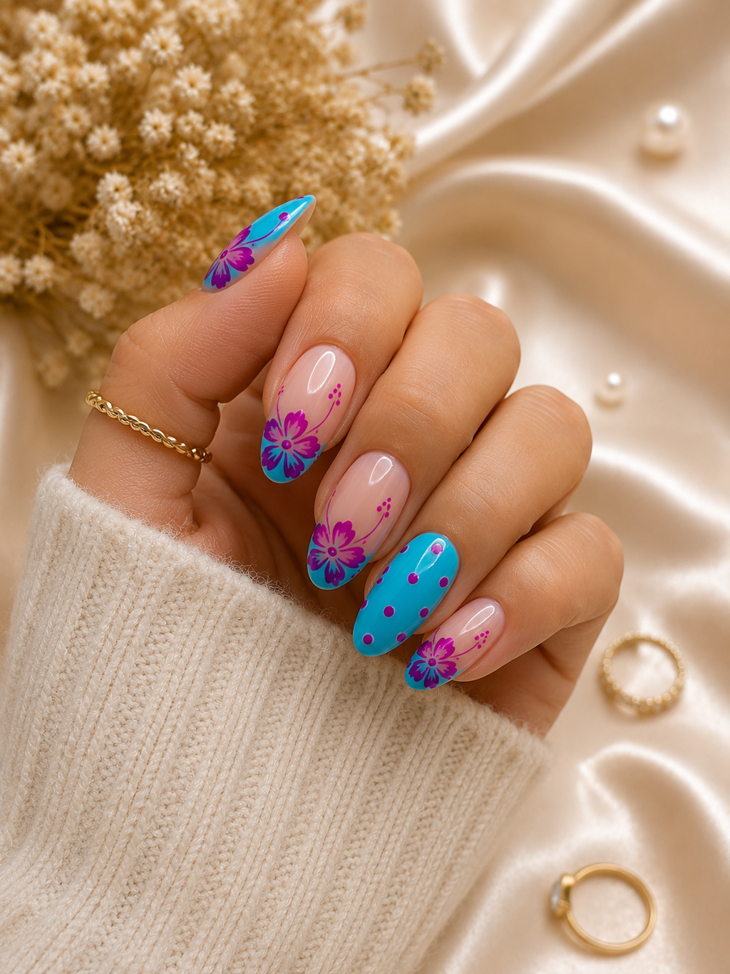 Mint Sakura | Luxury Handmade Floral Gel Press-On Nails