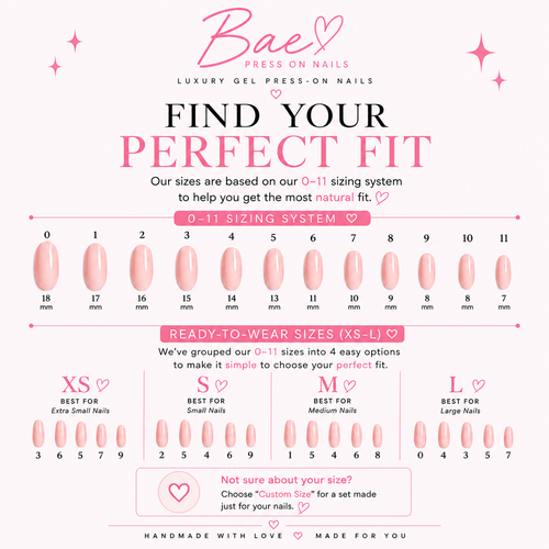 Nail sizing kit for Gallery Muse press-on nails, helping customers find their perfect fit before ordering