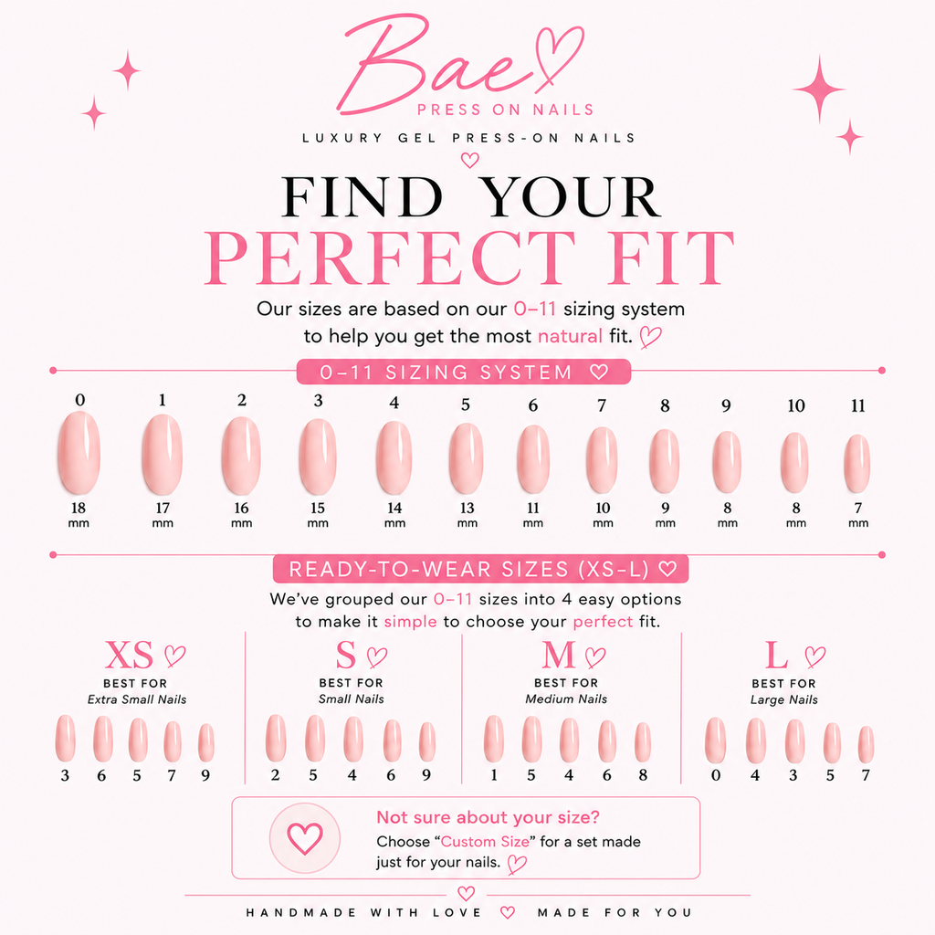 Nail sizing kit for Daisy Noir press-on nails, helping customers find their perfect fit before ordering