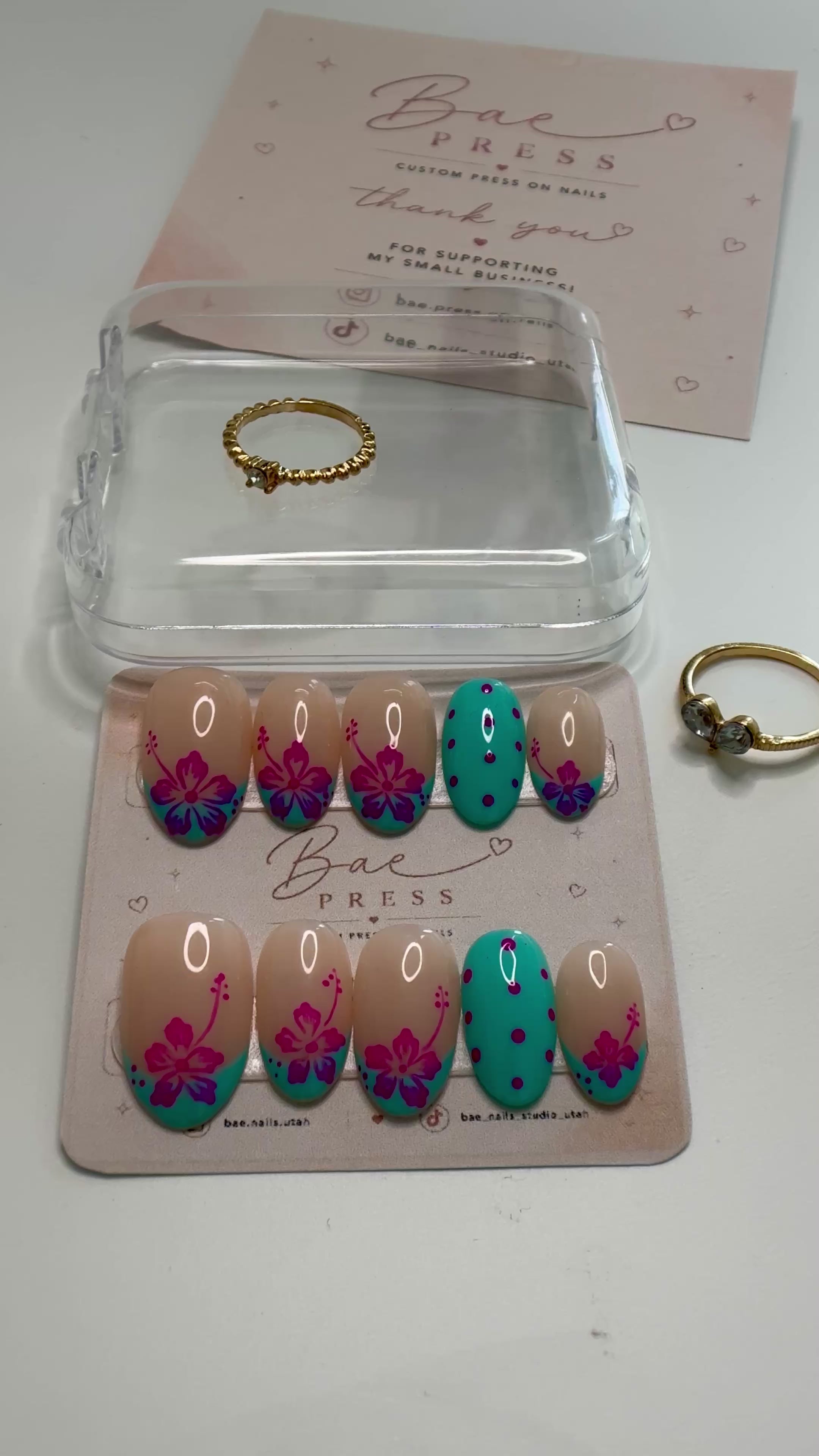 Mint Sakura | Luxury Handmade Floral Gel Press-On Nails